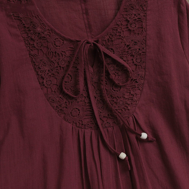 Blusa mujer encaje y lazo frontal - Marena