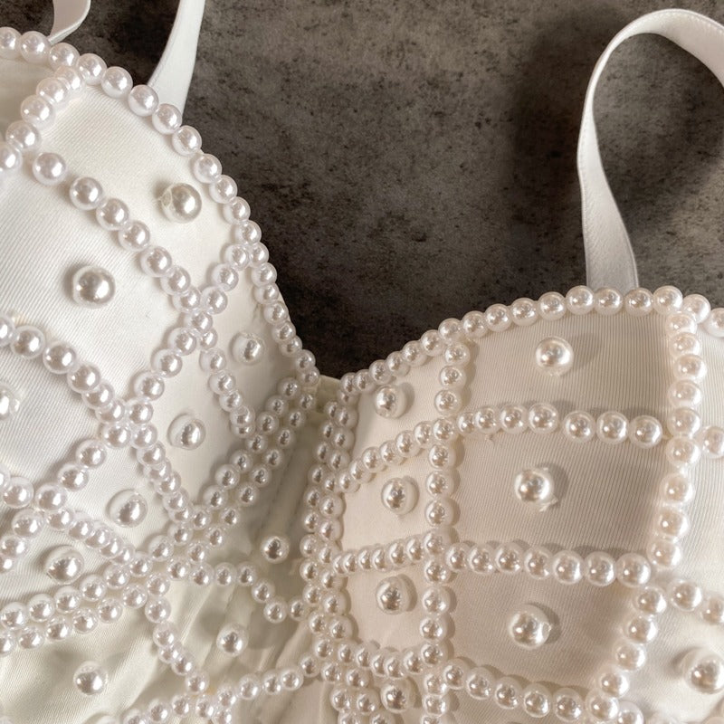 Top bustier mujer con pedrería negra - Anastacia