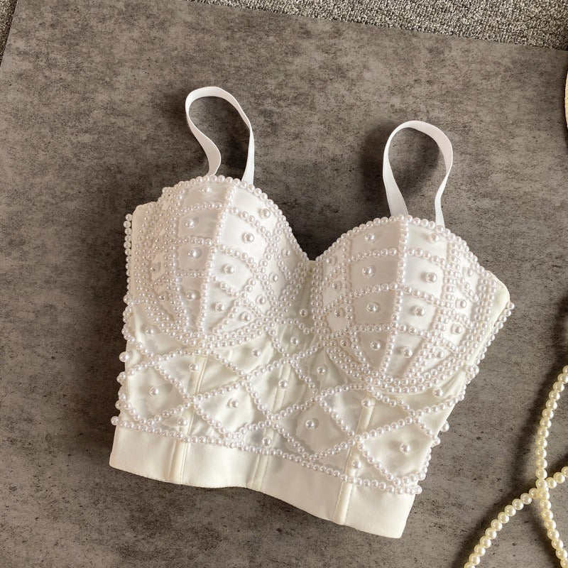 Top bustier mujer con pedrería negra - Anastacia