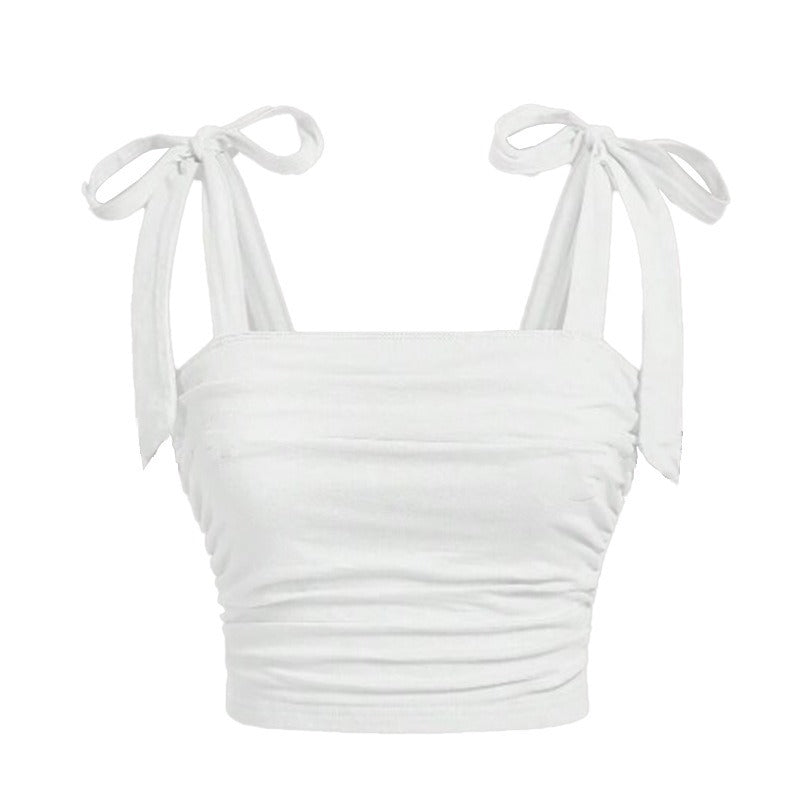 Top corto de mujer con tirantes anudados - Amélie
