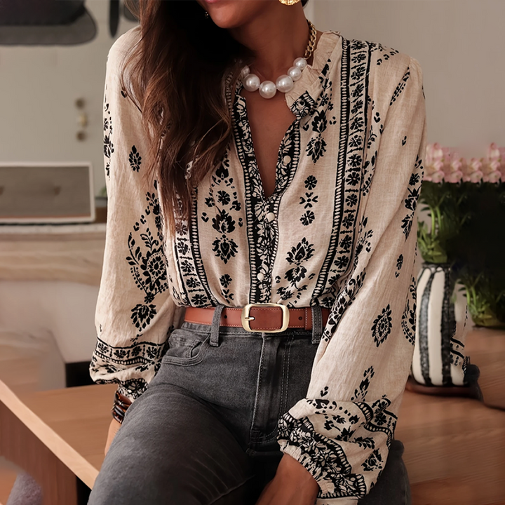 Blusa mujer algodón bordado estilo bohemio - Solène