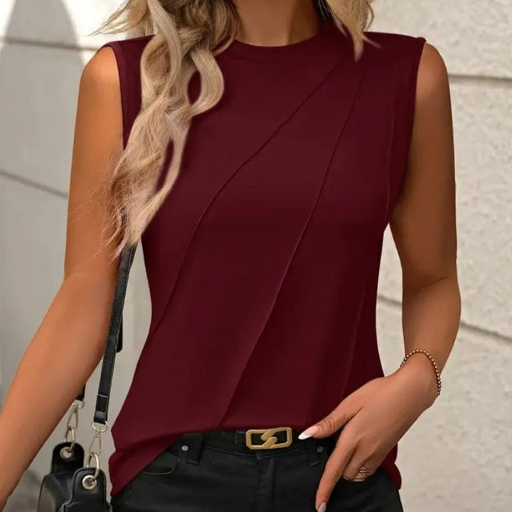 Top sin mangas para mujer con diseño estructurado cuello redondo - Inés