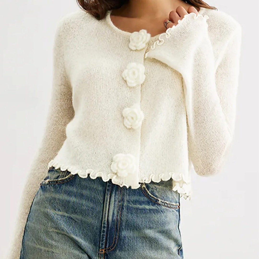 Cárdigan para mujer manga larga con botones florales - Elena