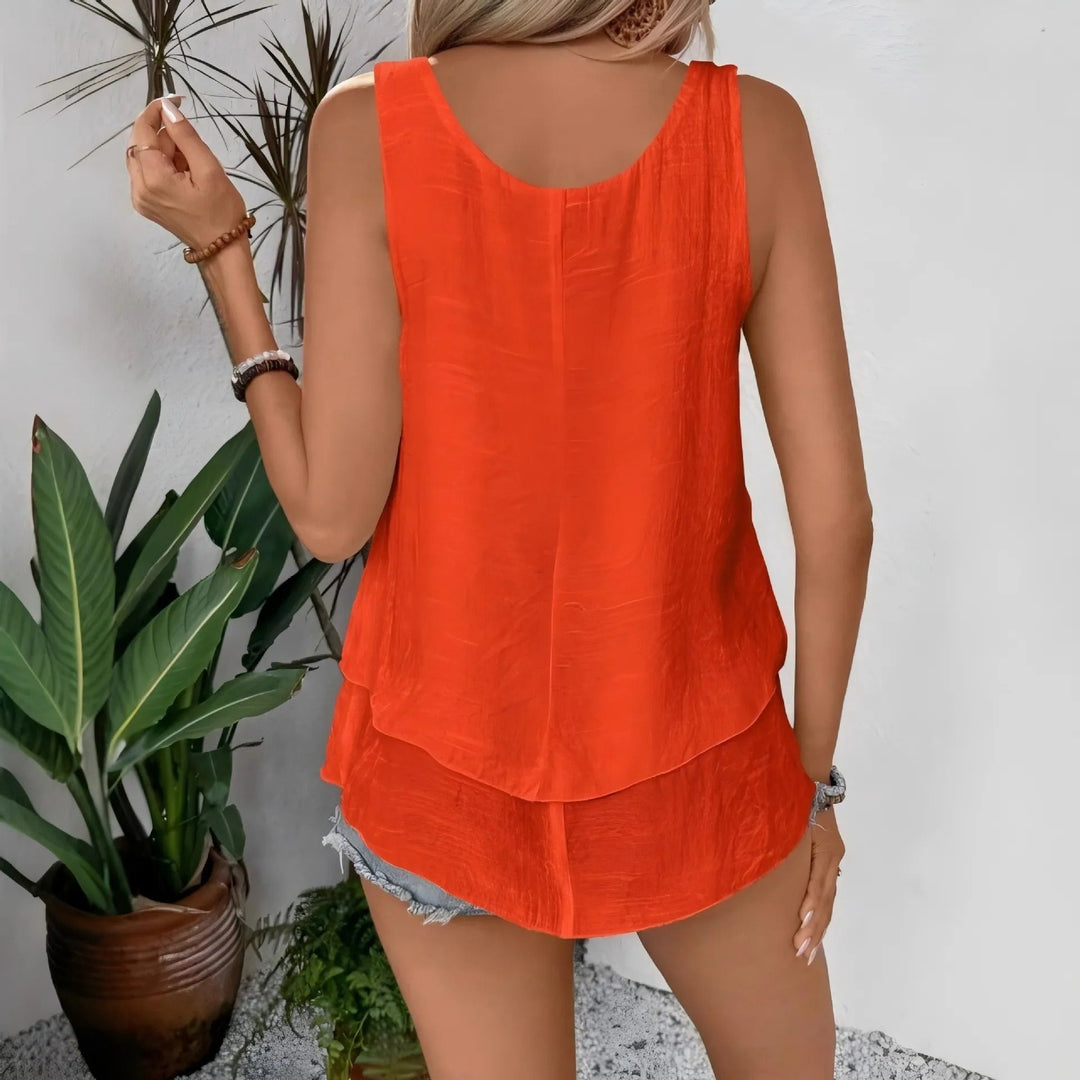 Top sin mangas para mujer doble capa textura ligera - Mariana
