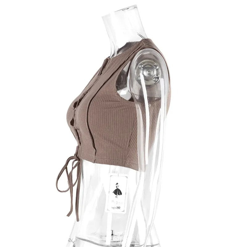 Top sin mangas para mujer canalé detalle frontal cruzado - Iris