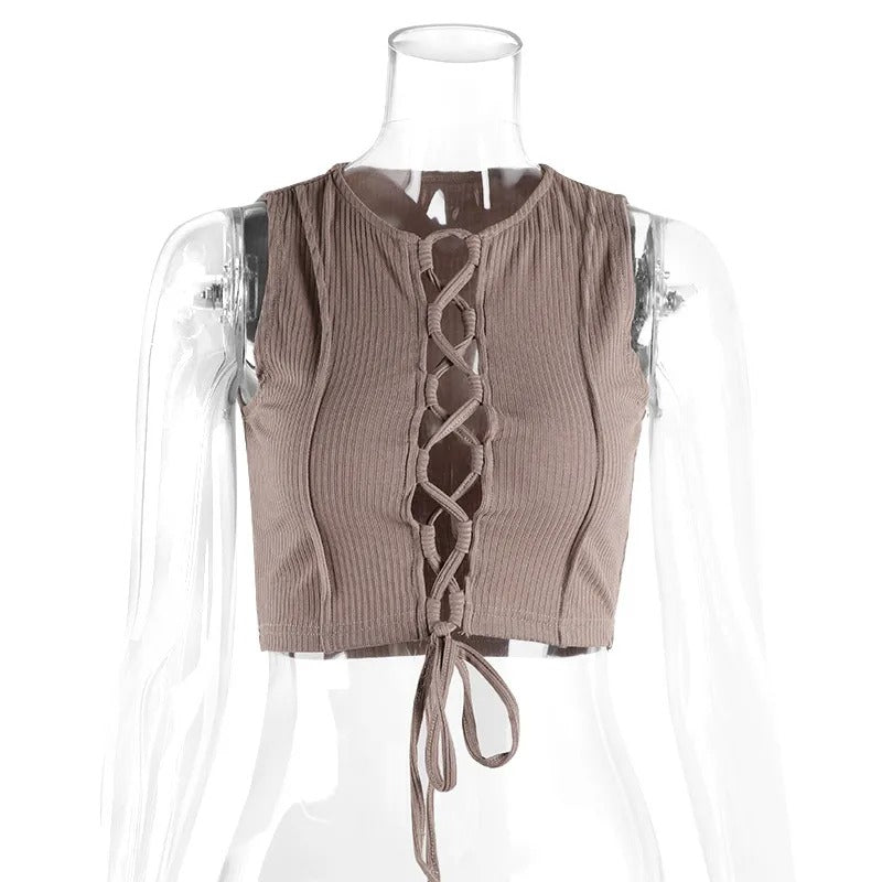 Top sin mangas para mujer canalé detalle frontal cruzado - Iris