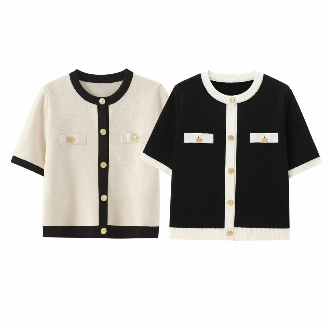 Cárdigan manga corta en contraste para mujer - Elodie