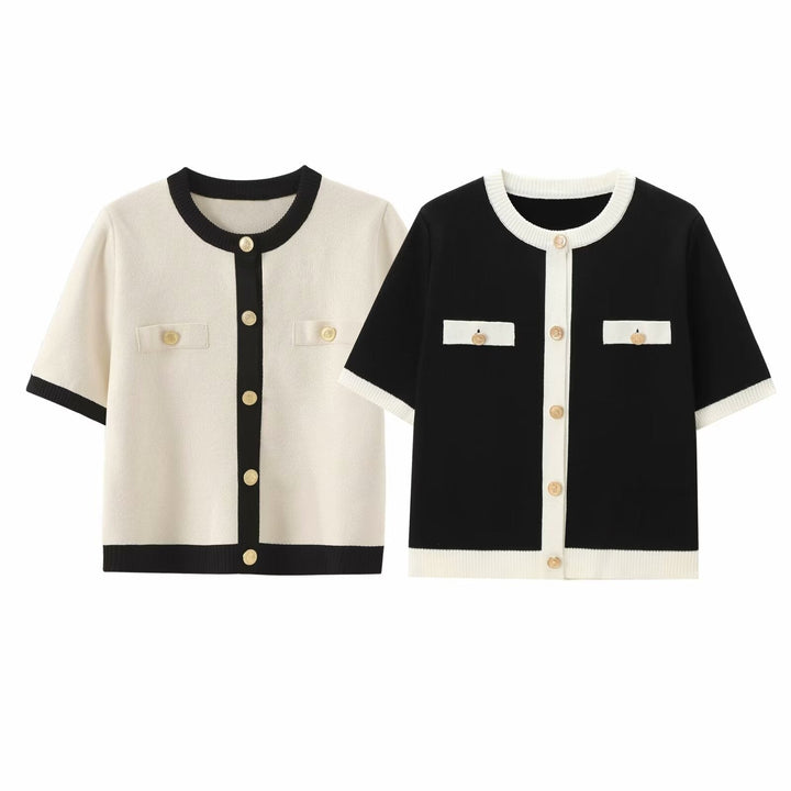 Cárdigan manga corta en contraste para mujer - Elodie