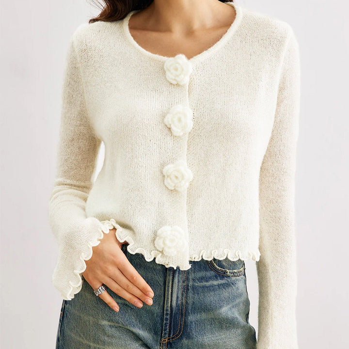 Cárdigan para mujer manga larga con botones florales - Elena