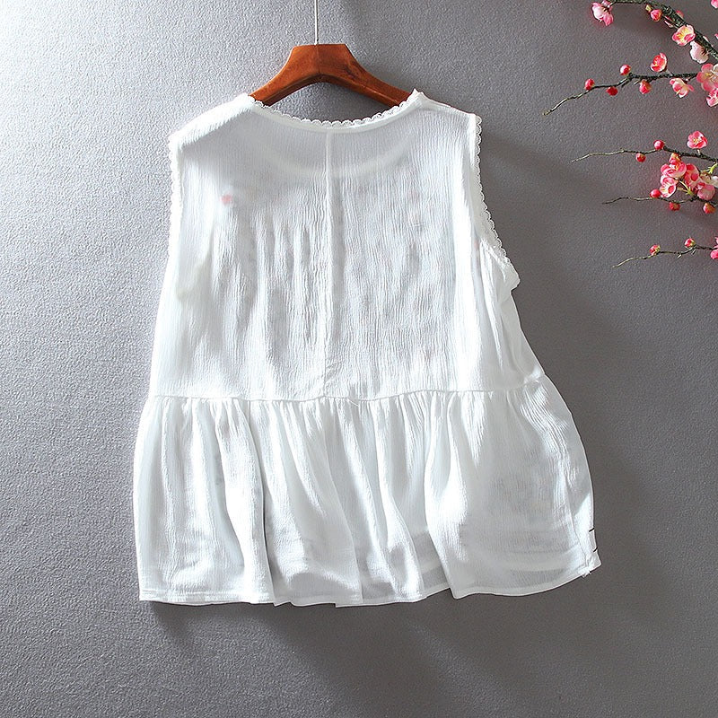 Blusa sin mangas bordado floral bohemio - Alondra