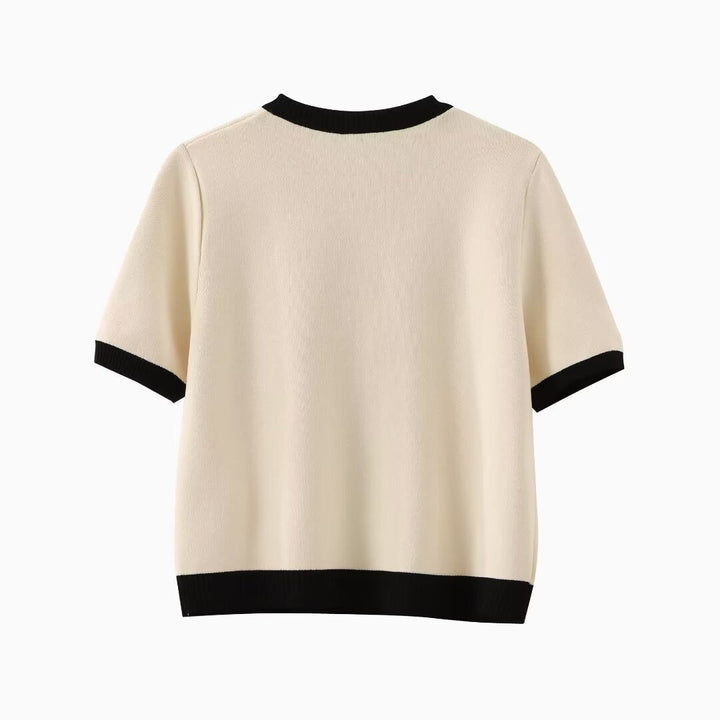 Cárdigan manga corta en contraste para mujer - Elodie