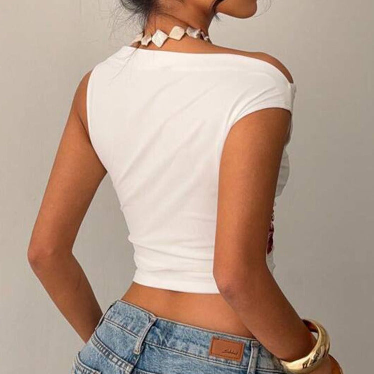 Top mujer sin mangas estampado floral entallado - Maelis