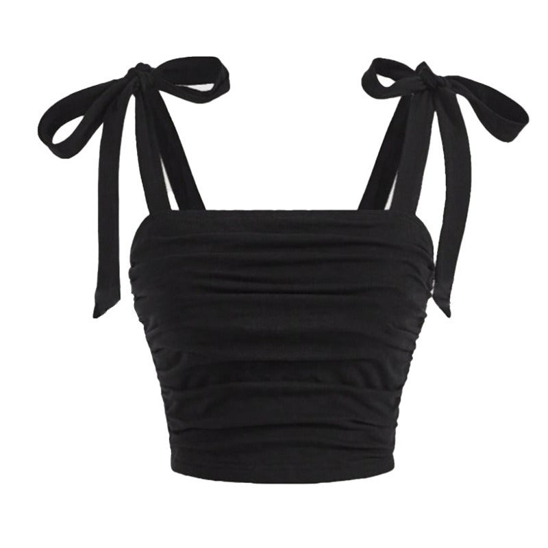 Top corto de mujer con tirantes anudados - Amélie