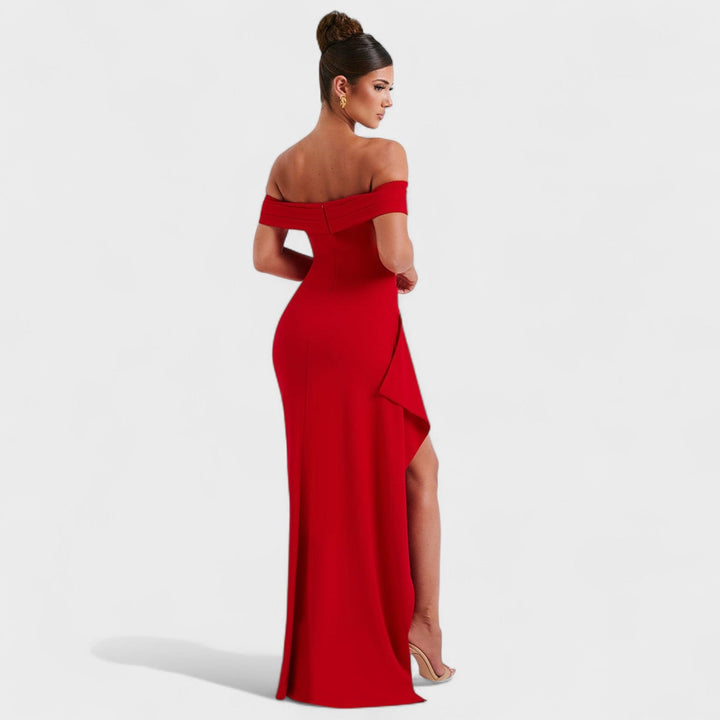 Joyce – Vestido Bardot Largo que realza tu elegancia seductora