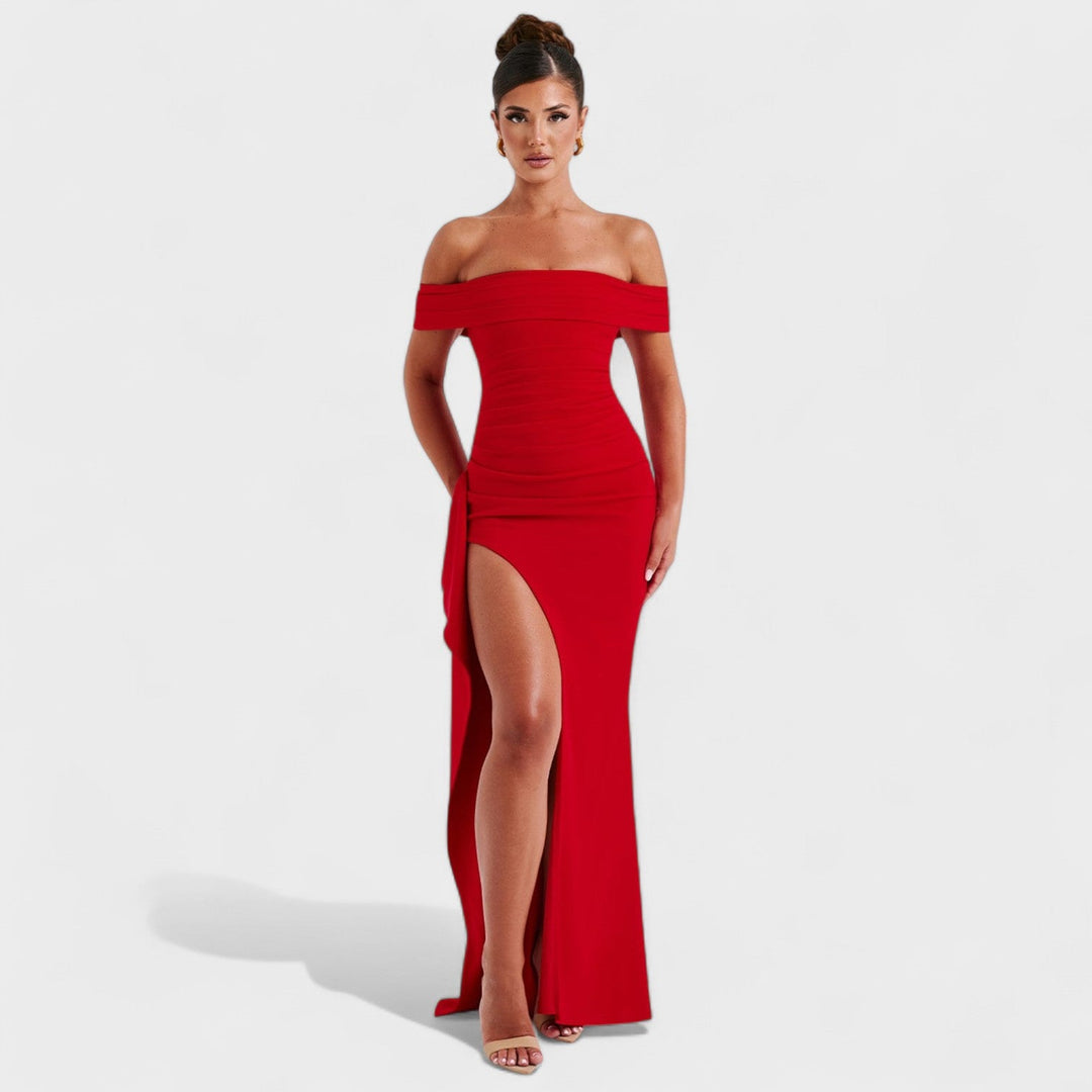 Joyce – Vestido Bardot Largo que realza tu elegancia seductora