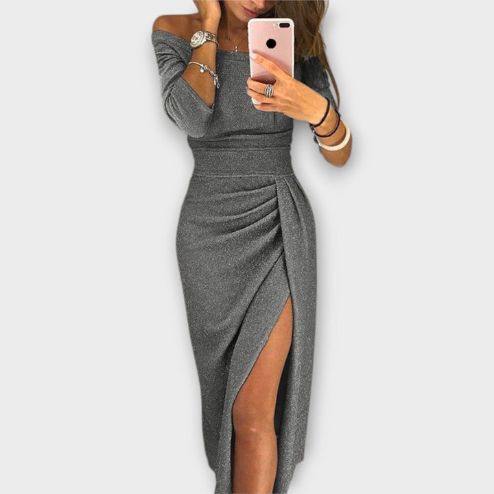 Lena – Elegante vestido off-shoulder que resalta tu silueta