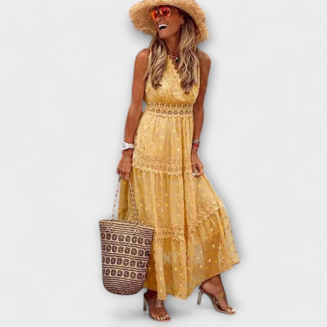 Lola – Vestido largo con encaje boho que irradia encanto