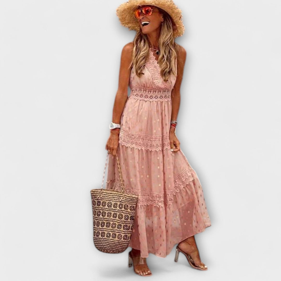 Lola – Vestido largo con encaje boho que irradia encanto