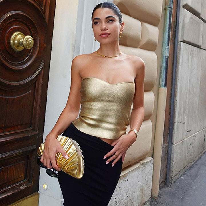 Zoe - Top corto sin mangas Corazón metalizado