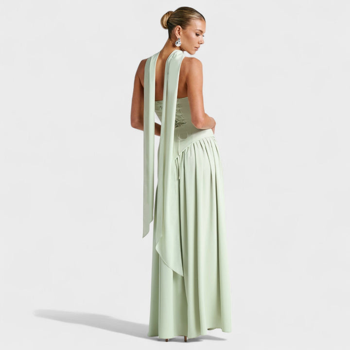 Maliyah – Vestido Corte Asimétrico Menta que Realza Tu Elegancia