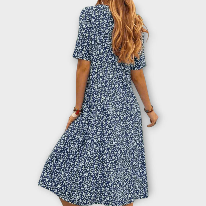 Paula – Elegante Vestido Floral de Tejido Premium