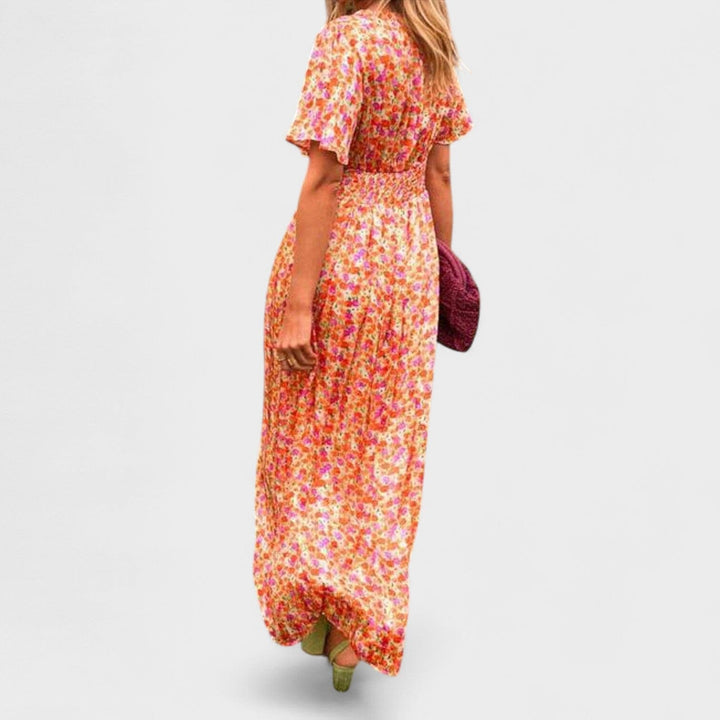 Sandra – Maxi vestido elegante con escote en V que ilumina tu estilo