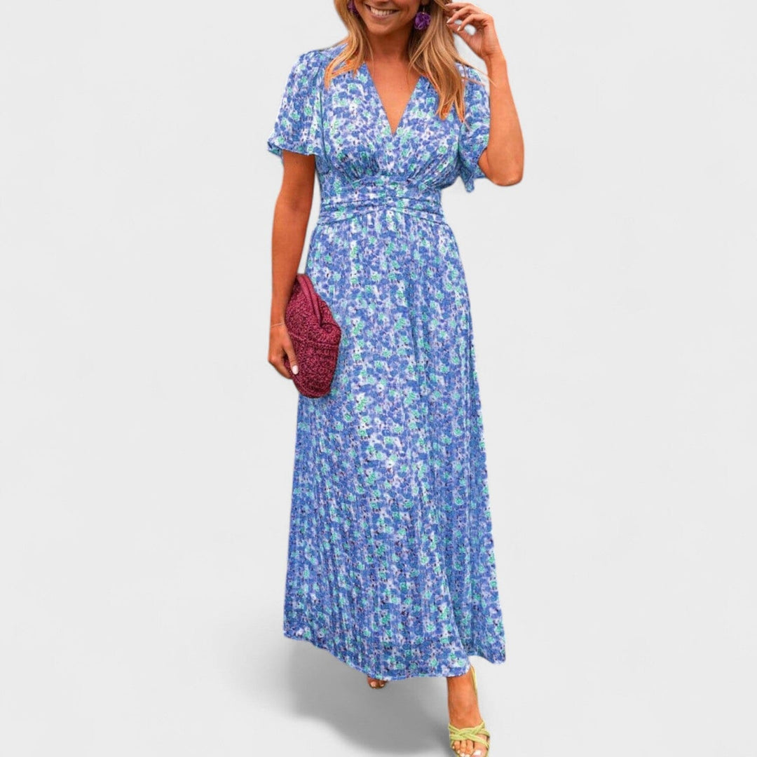 Sandra – Maxi vestido elegante con escote en V que ilumina tu estilo