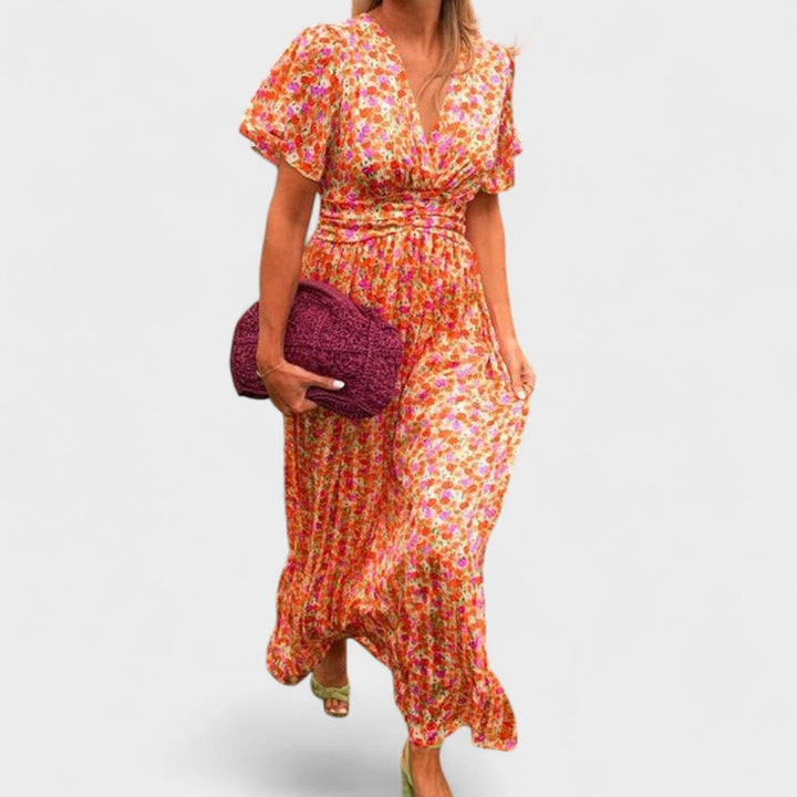 Sandra – Maxi vestido elegante con escote en V que ilumina tu estilo