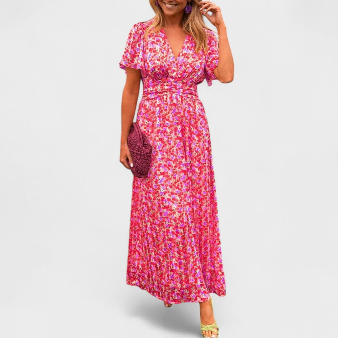 Sandra – Maxi vestido elegante con escote en V que ilumina tu estilo