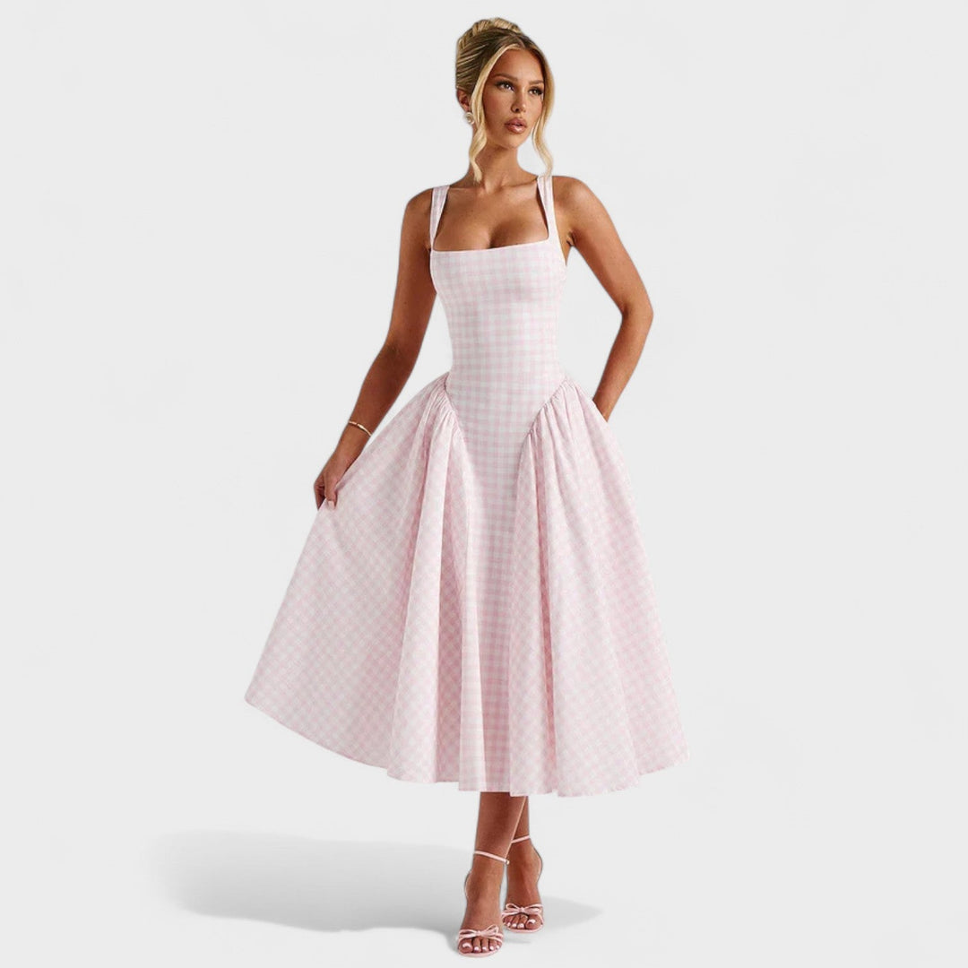 Sherrie – El Vestido Midi con Encanto Vintage que Realza Tu Feminidad