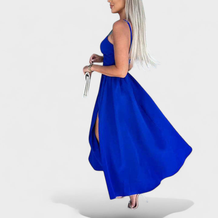 Cielo Divino – Vestido Midi con Abertura Frontal que resalta tu figura