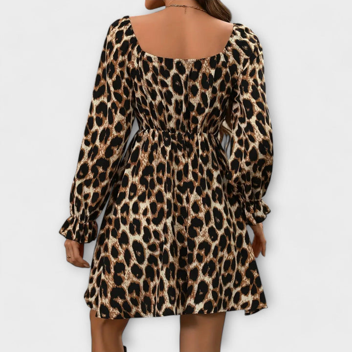 Sofía – Vestido Encantador con Estampado de Leopardo que Realza Tu Belleza