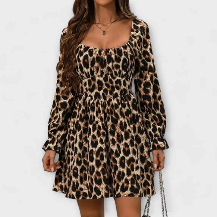 Sofía – Vestido Encantador con Estampado de Leopardo que Realza Tu Belleza