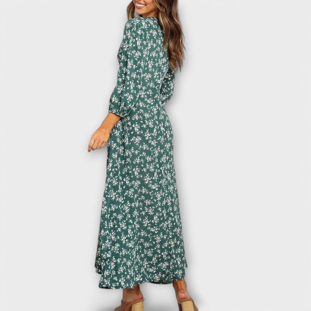 Sofía – Vestido Largo con Estampado Floral que Realza Tu Estilo