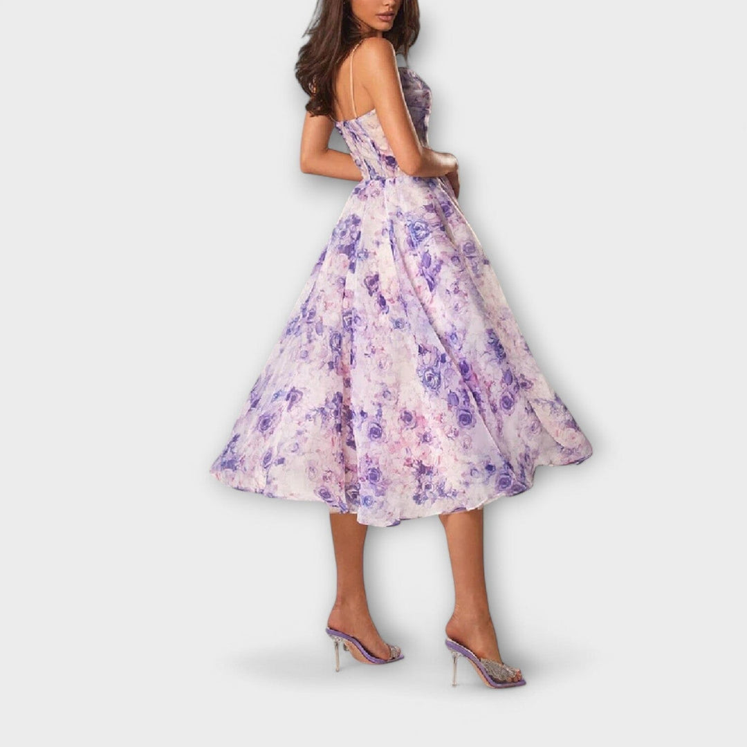 Sofía – Vestido midi elegante de gasa para un look romántico